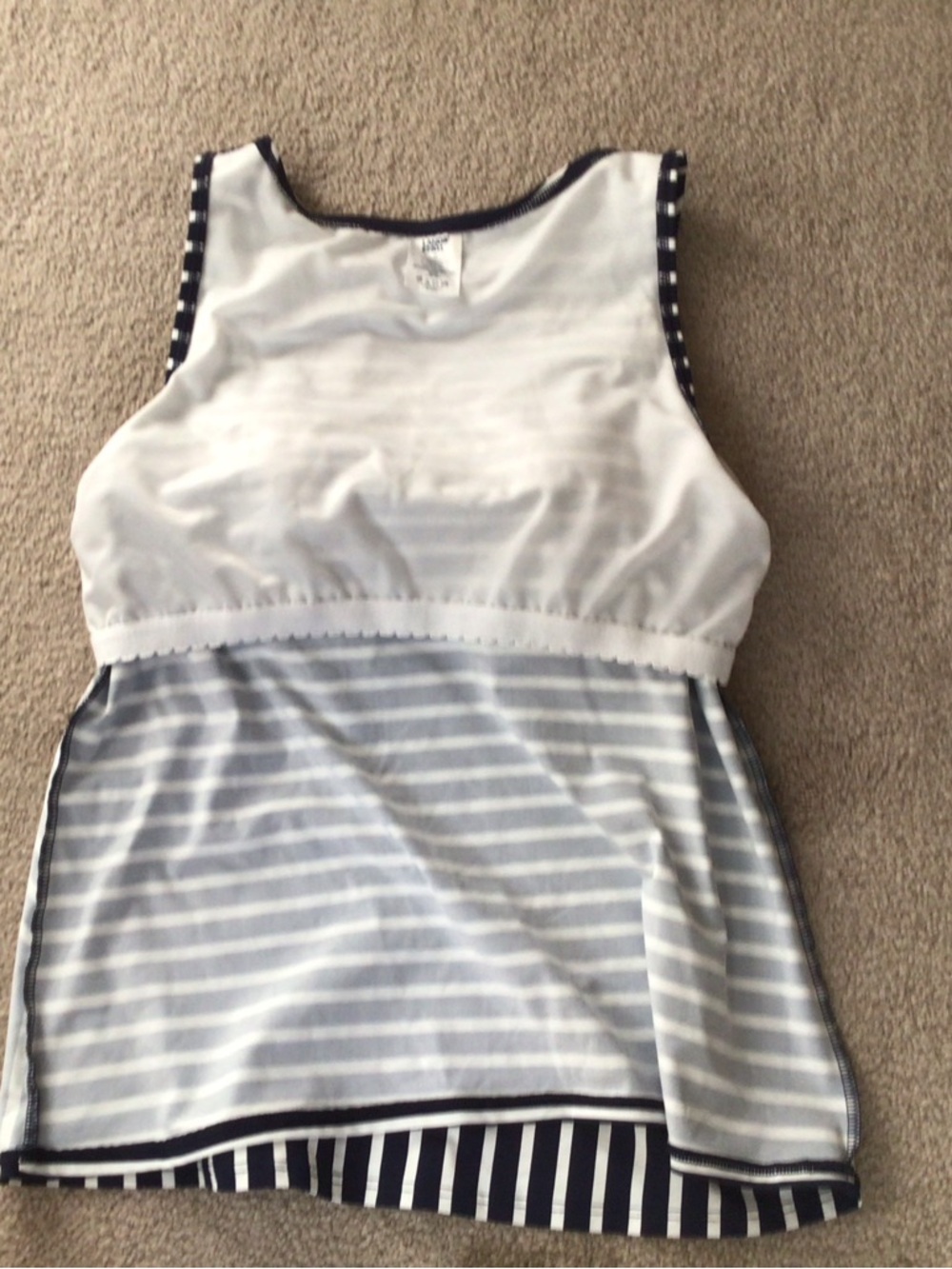 LANDS’ END TANKINI TOP- NAVY AND WHITE MIXED DIAGONAL STRIPE- SIZE 14 - Picture 7 of 7